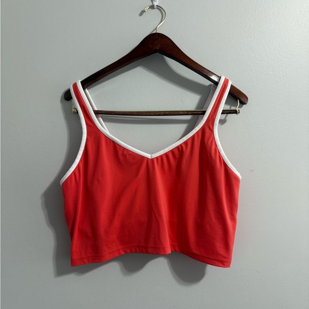 Aerie Coral and White Long Line Top